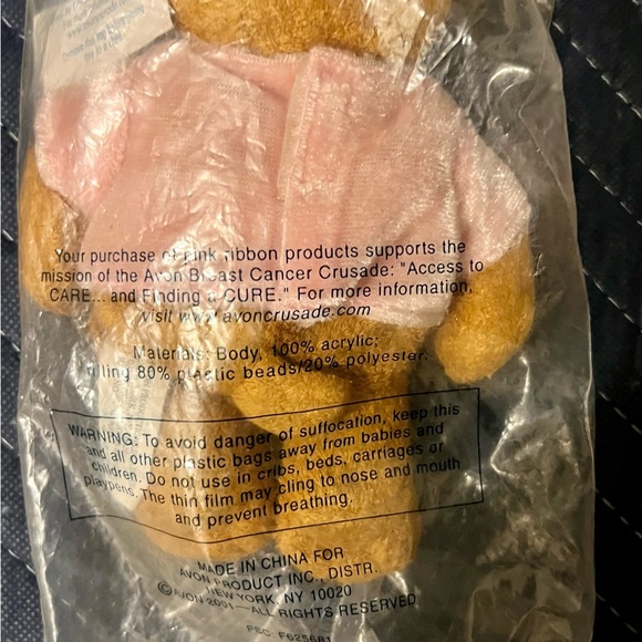 Breast Cancer Bear New Sealed In Plastic by Avon 2002 - Picture 3 of 4
